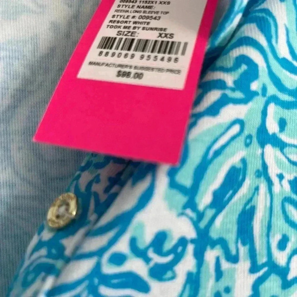 Lilly Pulitzer Reema Long Sleeve Top in Resort White Took Me By Sunrise Size XXS - Picture 6 of 6